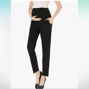 A PEA IN THE POD Black Pants Size xs Straight-Leg Twill Full Panel over belly